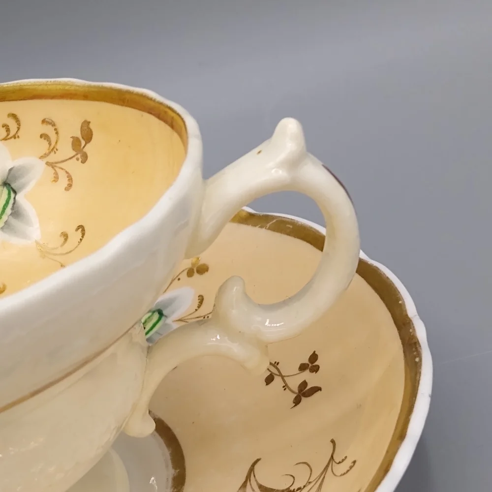Rockingham Porcelain Gold Lily Tea Cup Saucer 230 Vintage Antique